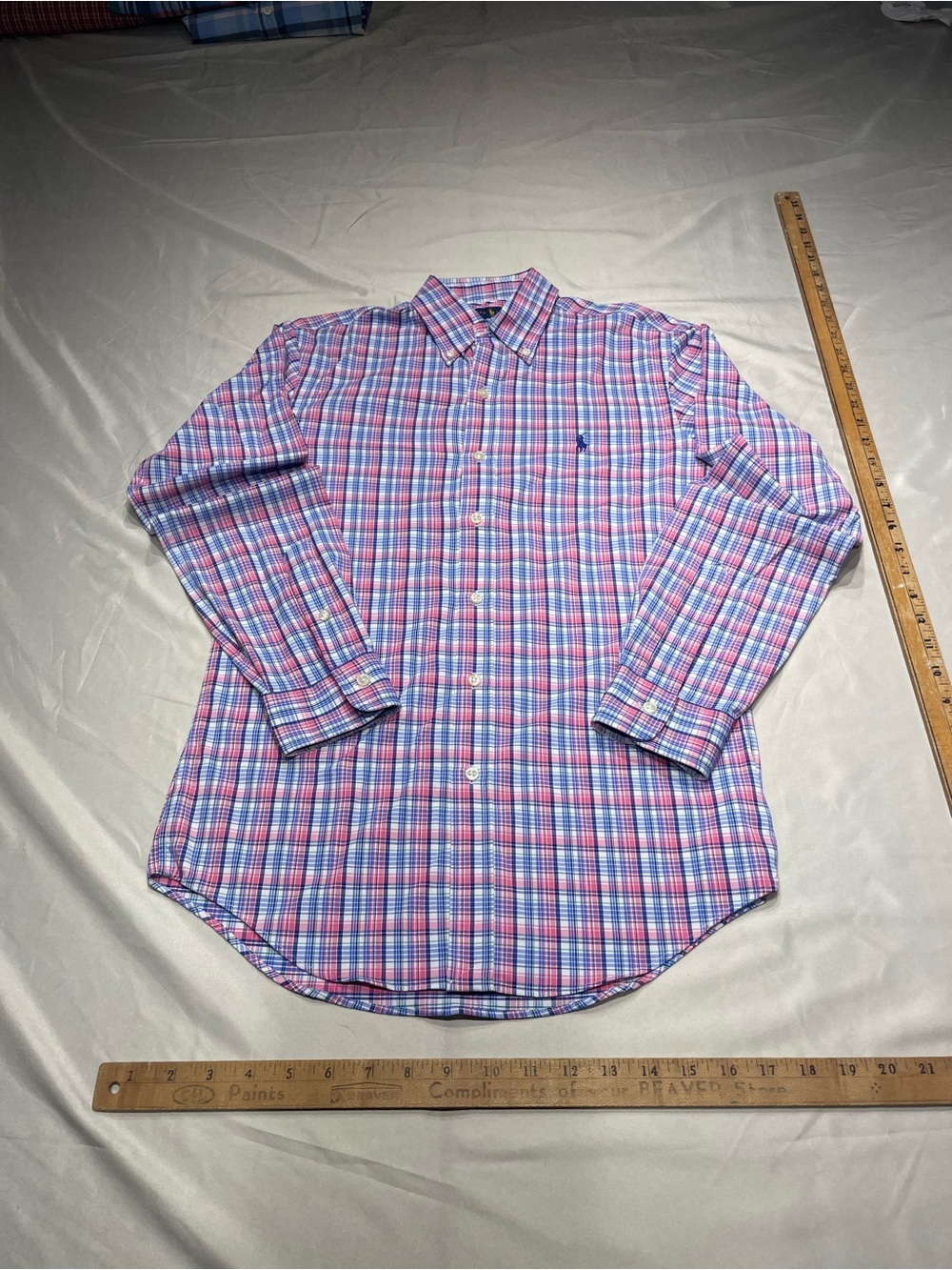 Ralph Lauren Pink and Blue Plaid Button-Down Shirt